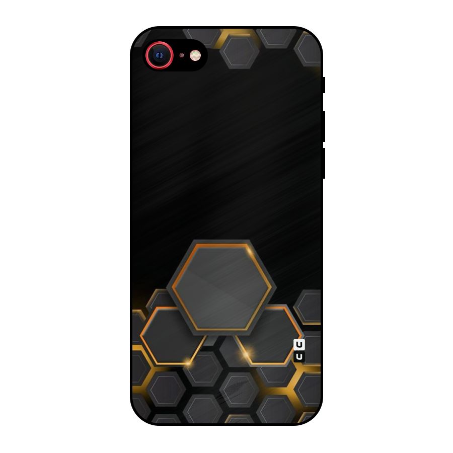 Black Gold Hexa Metal Back Case for iPhone 8