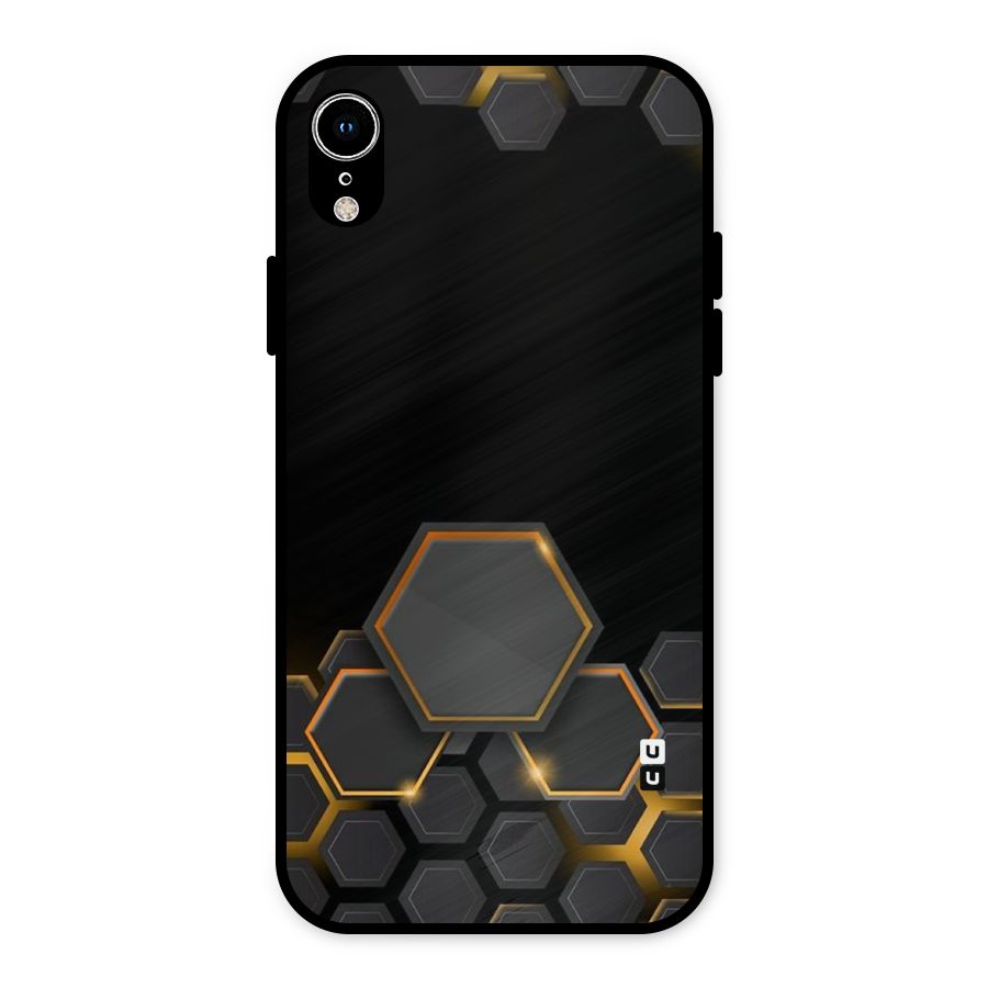 Black Gold Hexa Metal Back Case for iPhone XR
