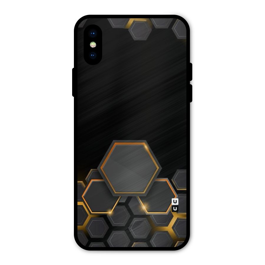 Black Gold Hexa Metal Back Case for iPhone XS