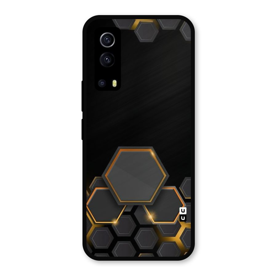 Black Gold Hexa Metal Back Case for iQOO Z3