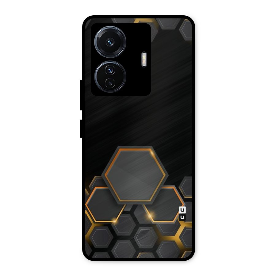 Black Gold Hexa Metal Back Case for iQOO Z6
