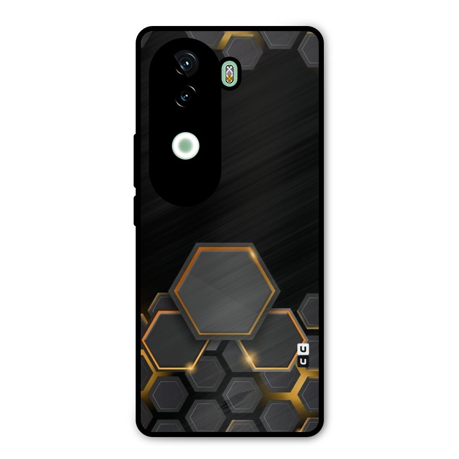 Black Gold Hexa Metal Back Case for iQOO Z9s