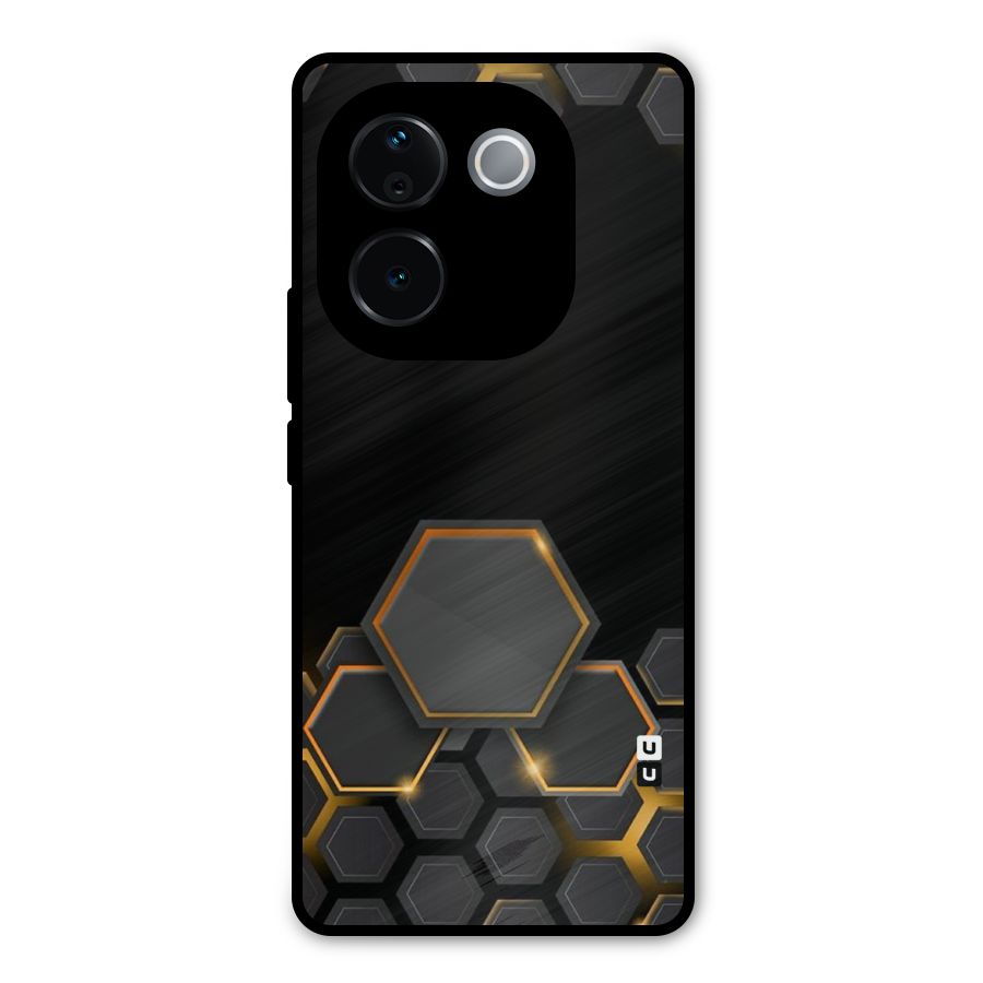 Black Gold Hexa Metal Back Case for iQOO Z9s Pro