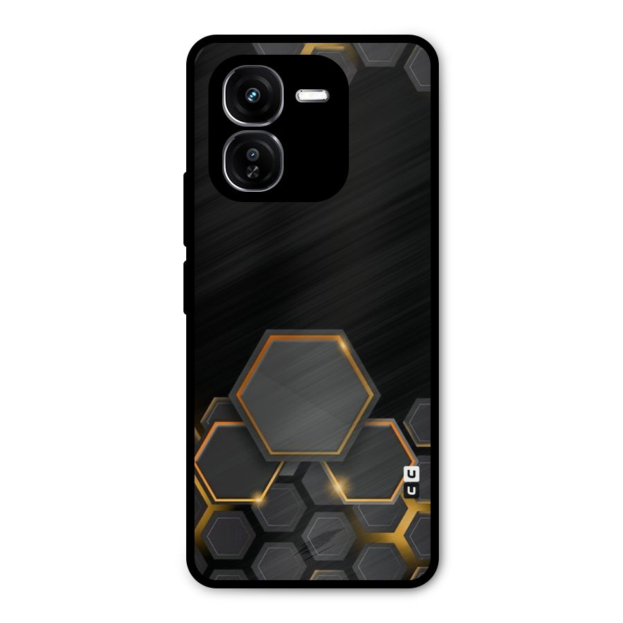 Black Gold Hexa Metal Back Case for iQOO Z9x