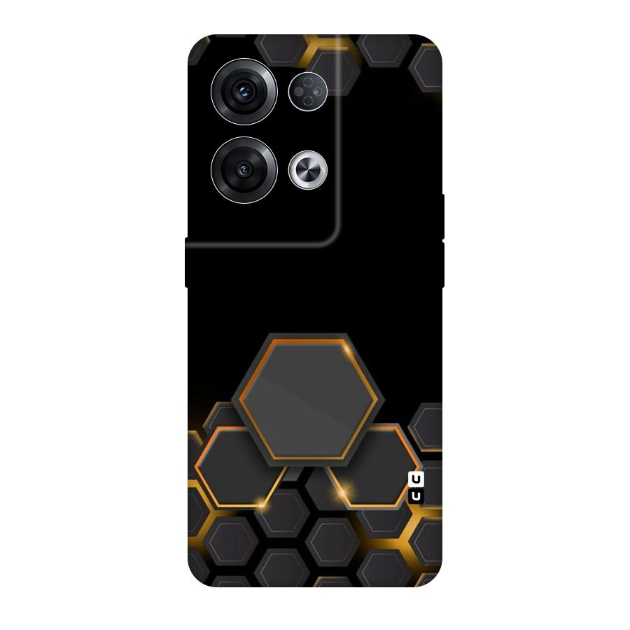 Black Gold Hexa Original Polycarbonate Back Case for Oppo Reno8 Pro 5G