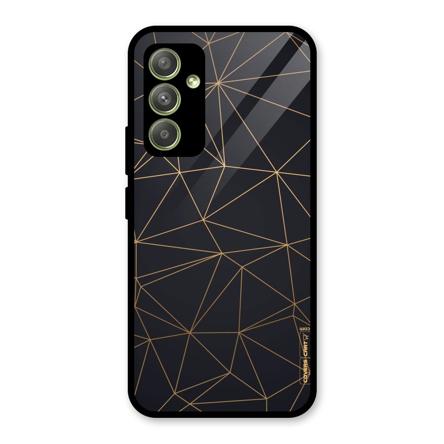 Black Golden Lines Glass Back Case for Galaxy A54
