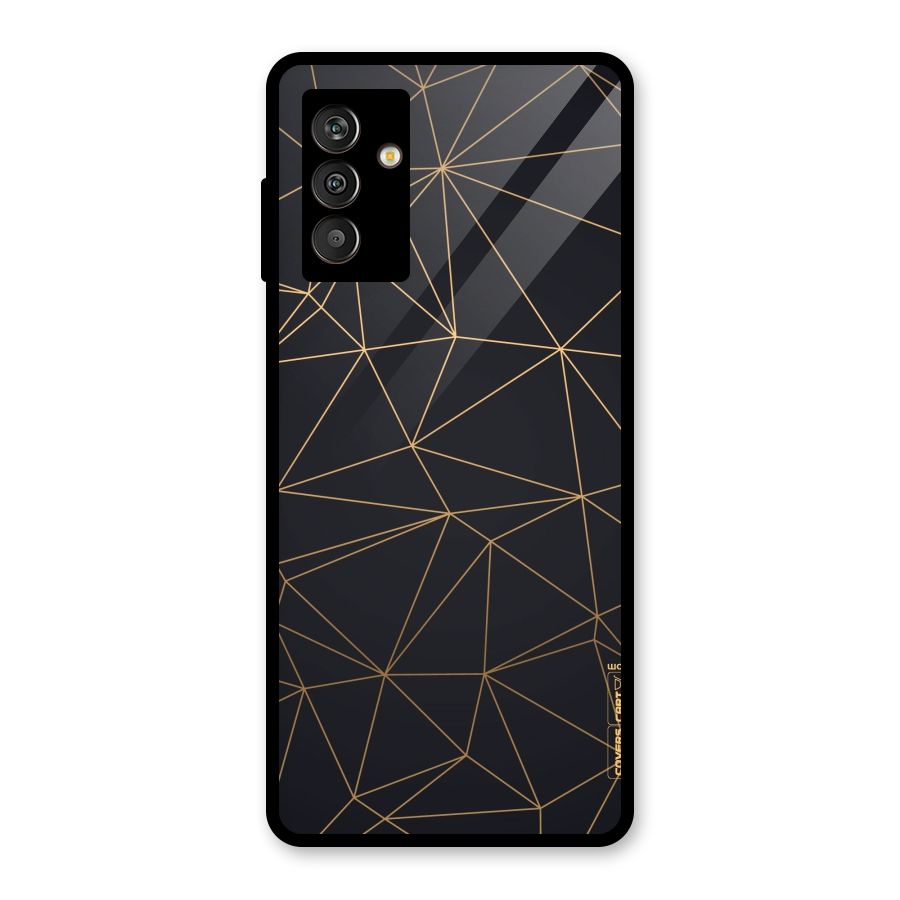 Black Golden Lines Glass Back Case for Galaxy M13