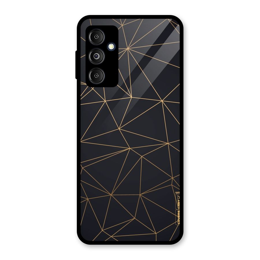 Black Golden Lines Glass Back Case for Galaxy M14 5G