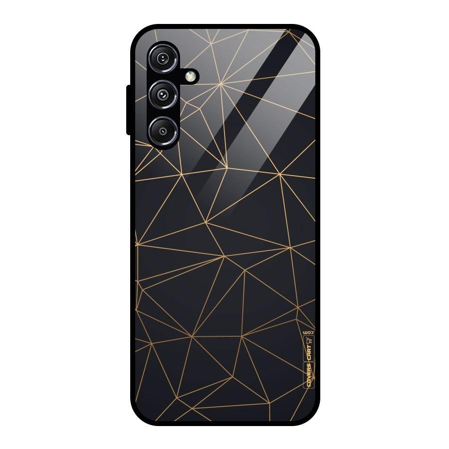 Black Golden Lines Glass Back Case for Galaxy M34 5G