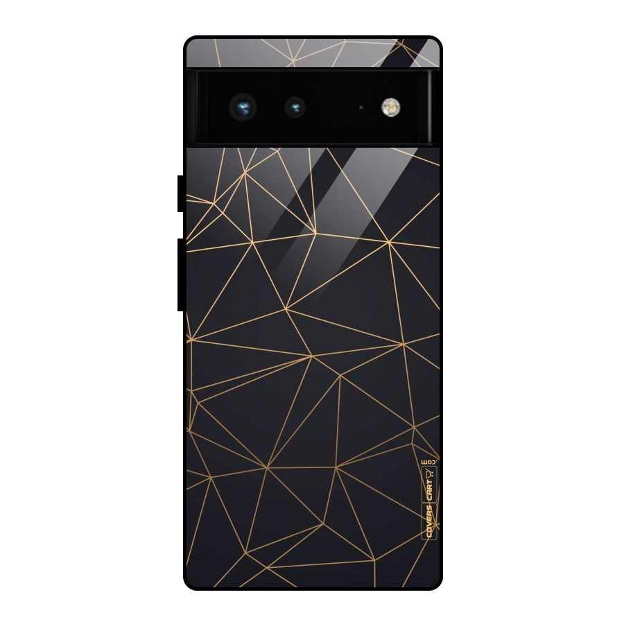 Black Golden Lines Glass Back Case for Google Pixel 6