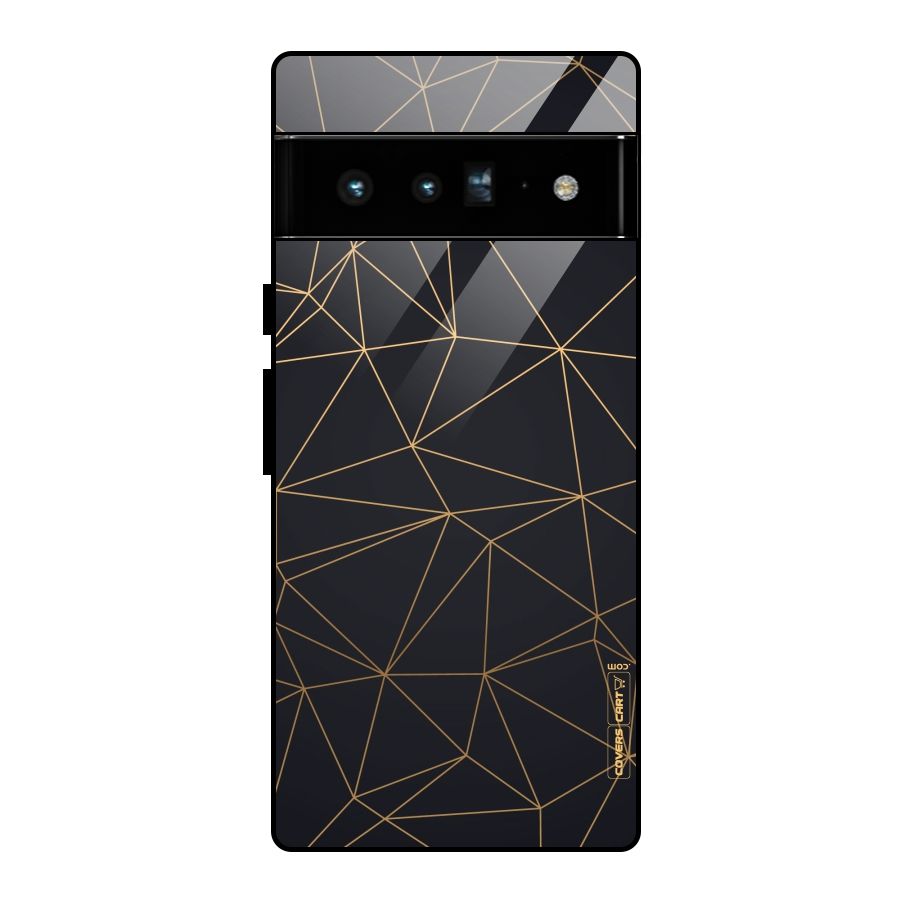 Black Golden Lines Glass Back Case for Google Pixel 6 Pro