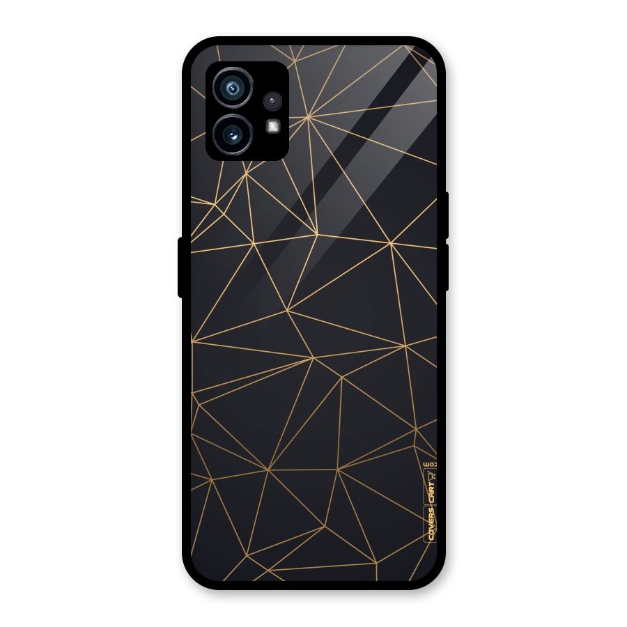 Black Golden Lines Glass Back Case for Nothing Phone 1