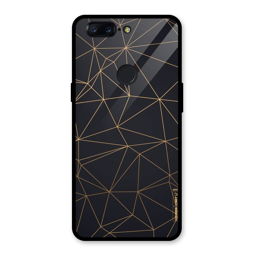 Black Golden Lines Glass Back Case for OnePlus 5T