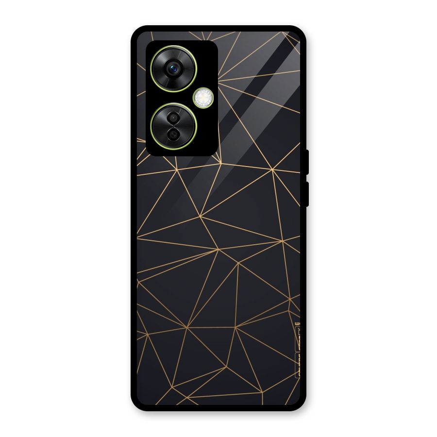 Black Golden Lines Glass Back Case for OnePlus Nord CE 3 Lite
