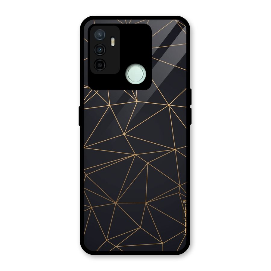 Black Golden Lines Glass Back Case for Oppo A53