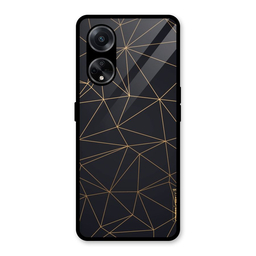 Black Golden Lines Glass Back Case for Oppo F23