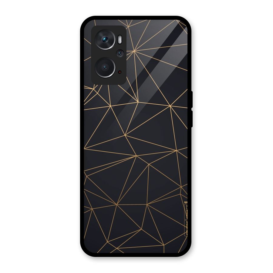 Black Golden Lines Glass Back Case for Oppo K10 4G