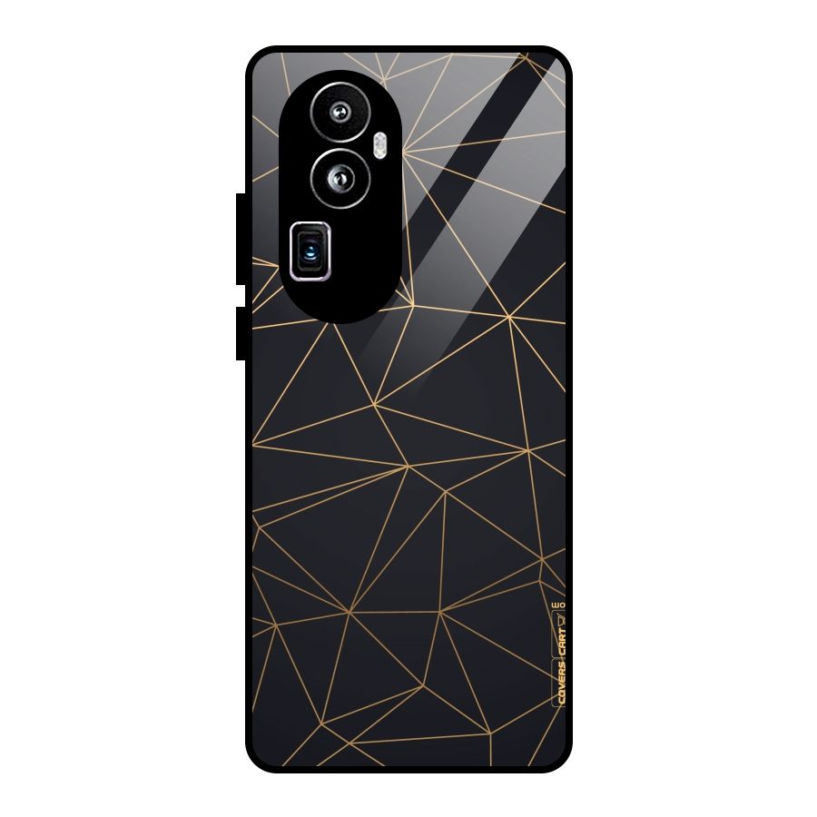 Black Golden Lines Glass Back Case for Oppo Reno10 Pro Plus