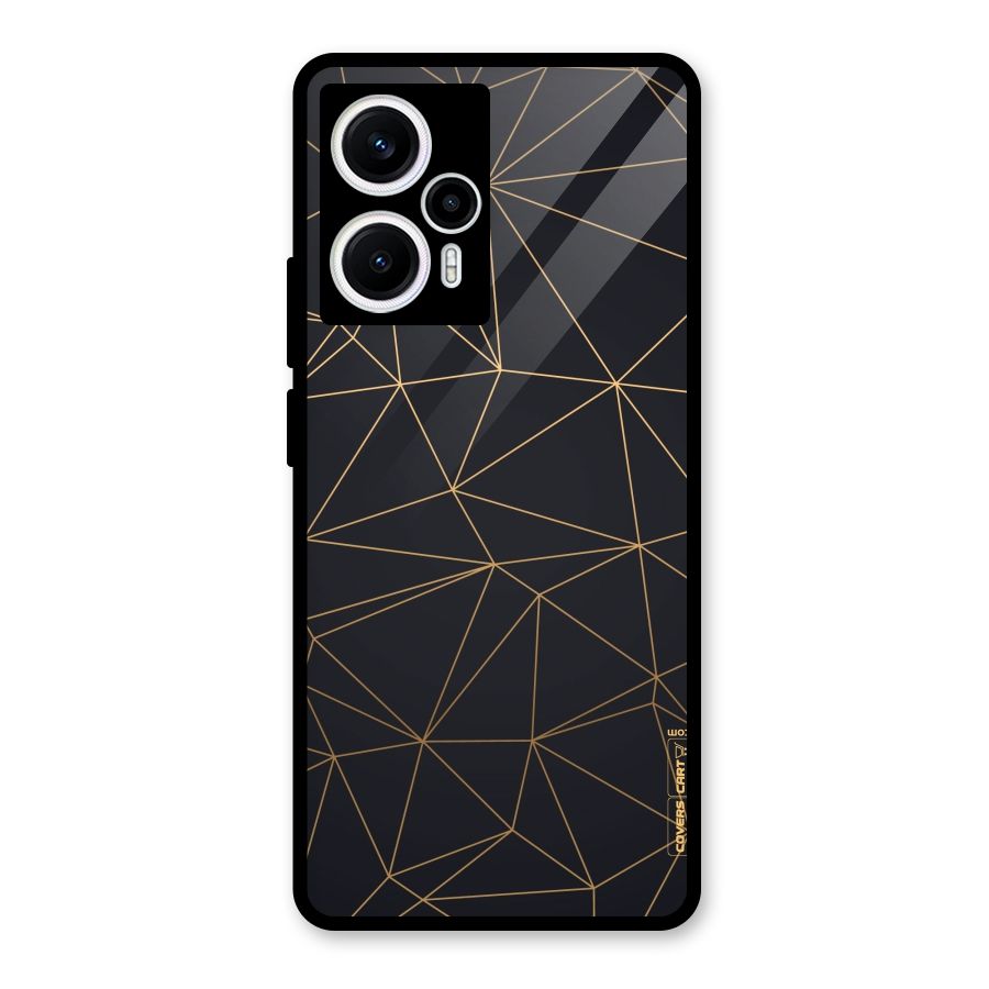 Black Golden Lines Glass Back Case for Poco F5