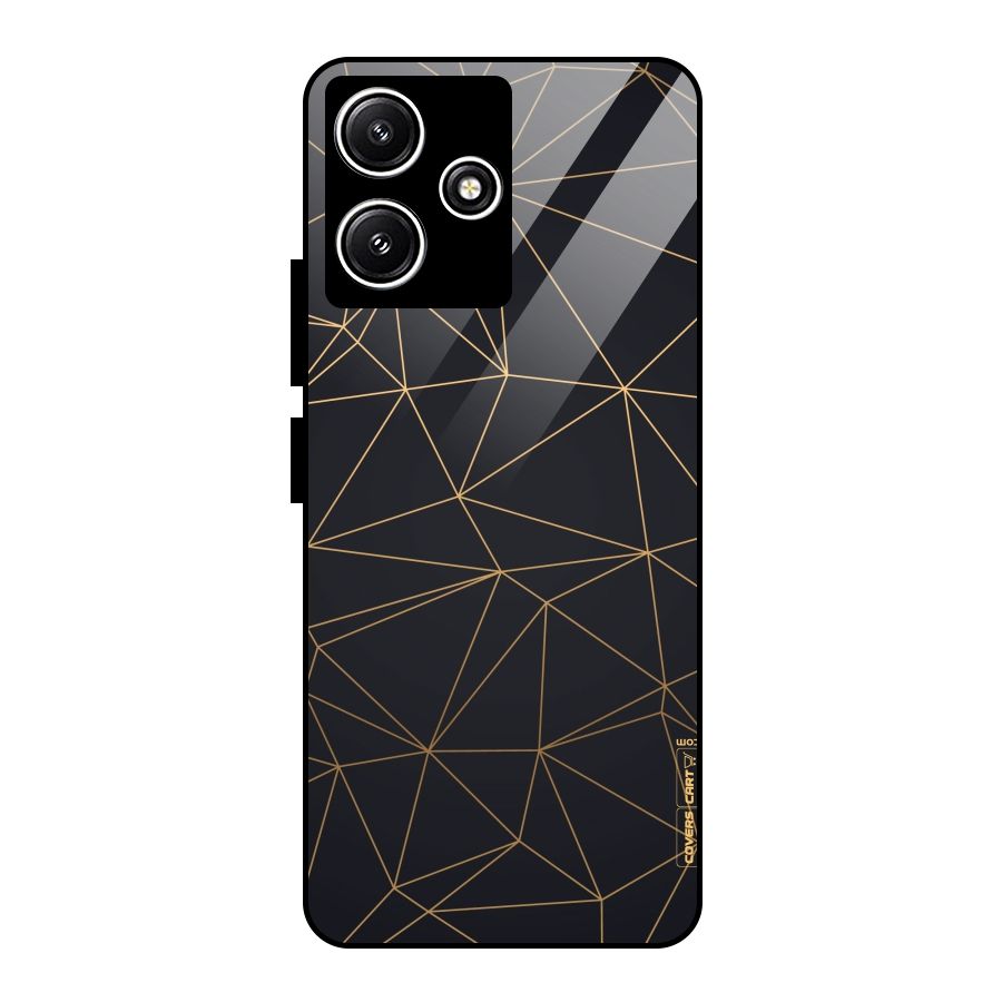 Black Golden Lines Glass Back Case for Poco M6 Pro