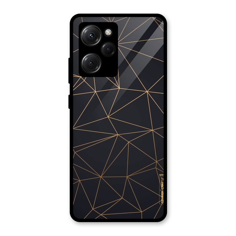 Black Golden Lines Glass Back Case for Poco X5 Pro