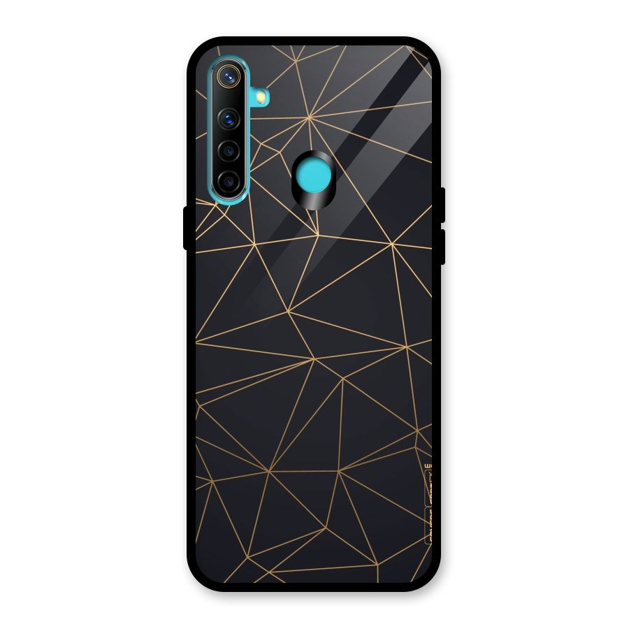 Black Golden Lines Glass Back Case for Realme 5