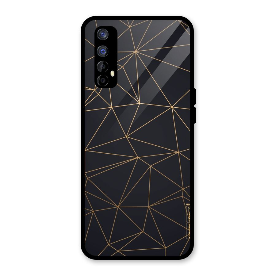 Black Golden Lines Glass Back Case for Realme 7