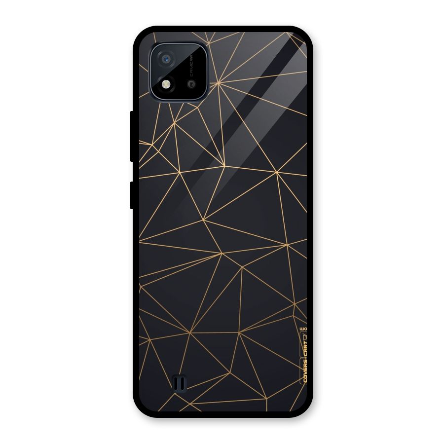 Black Golden Lines Glass Back Case for Realme C11 2021