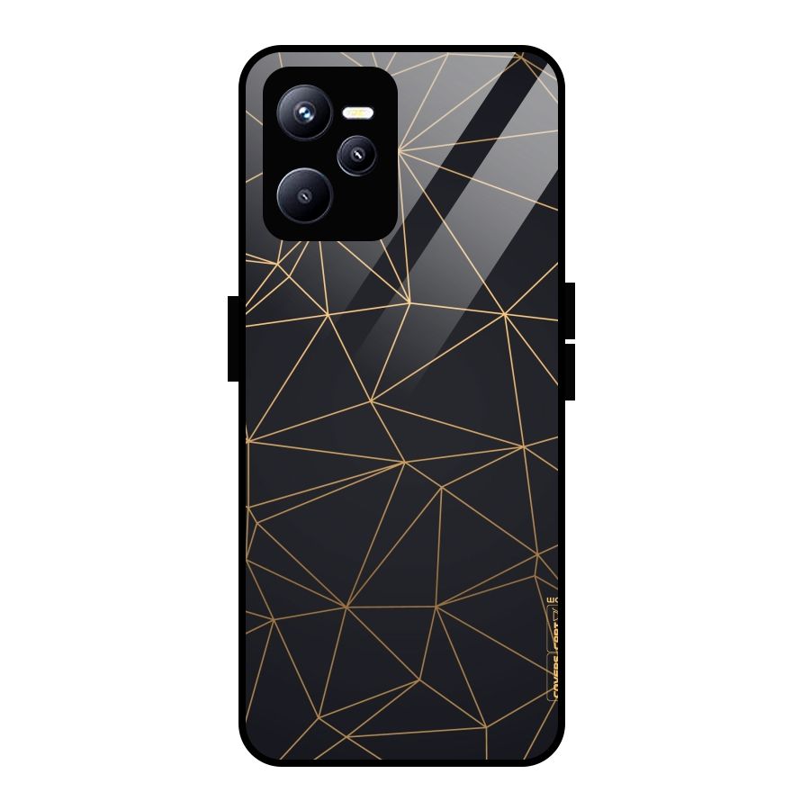 Black Golden Lines Glass Back Case for Realme C35