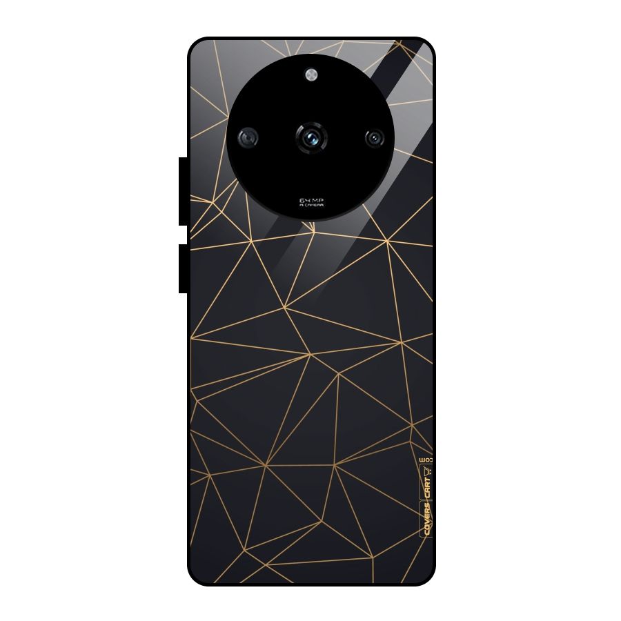 Black Golden Lines Glass Back Case for Realme Narzo 60 5G
