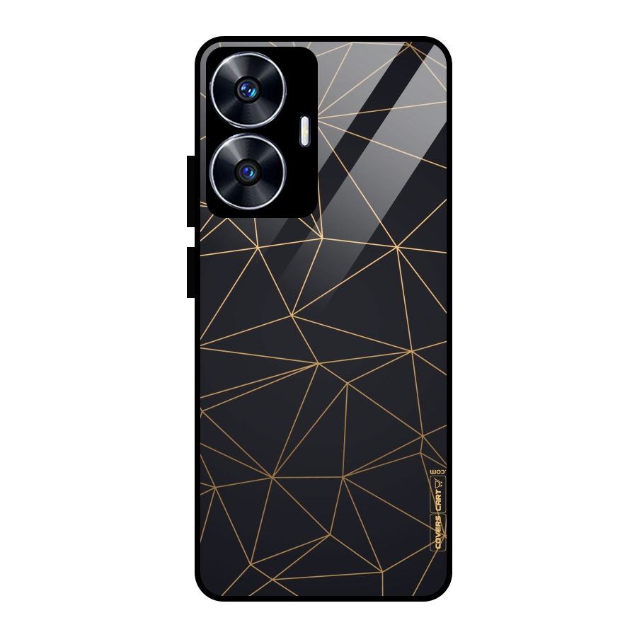 Black Golden Lines Glass Back Case for Realme Narzo N55
