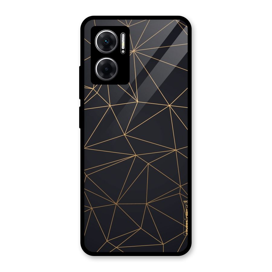 Black Golden Lines Glass Back Case for Redmi 11 Prime 5G