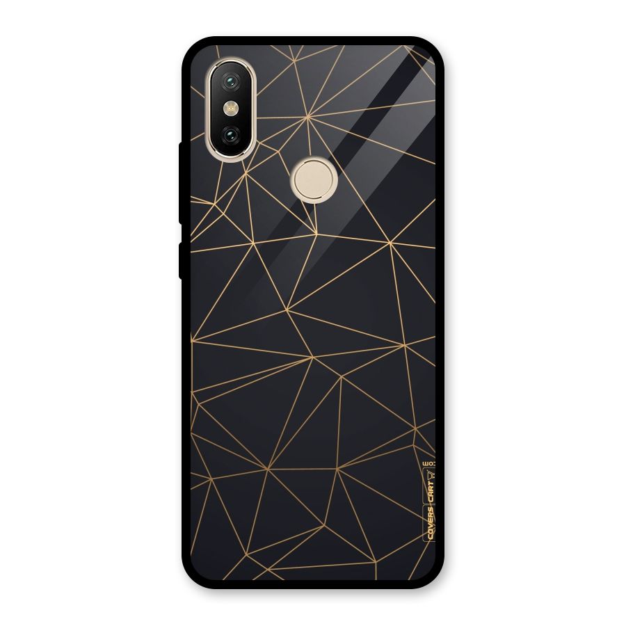 Black Golden Lines Glass Back Case for Redmi A2