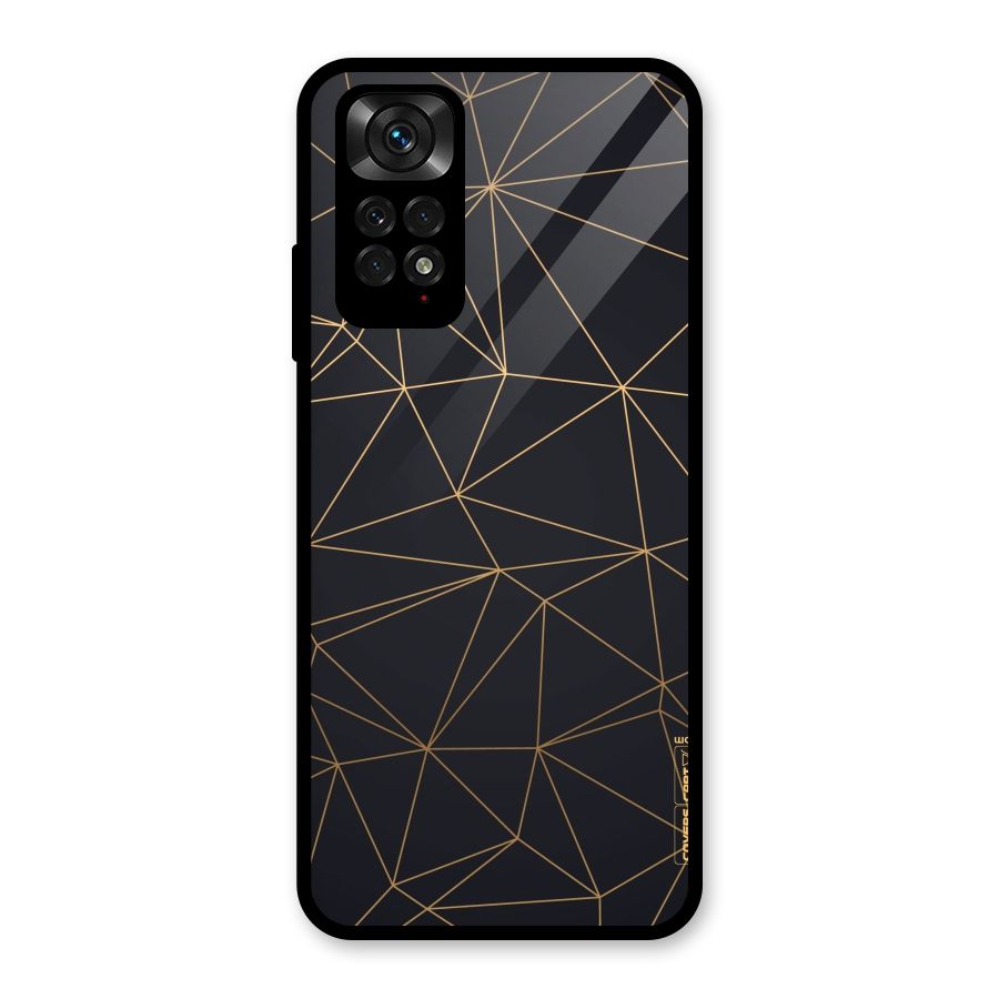 Black Golden Lines Glass Back Case for Redmi Note 11S