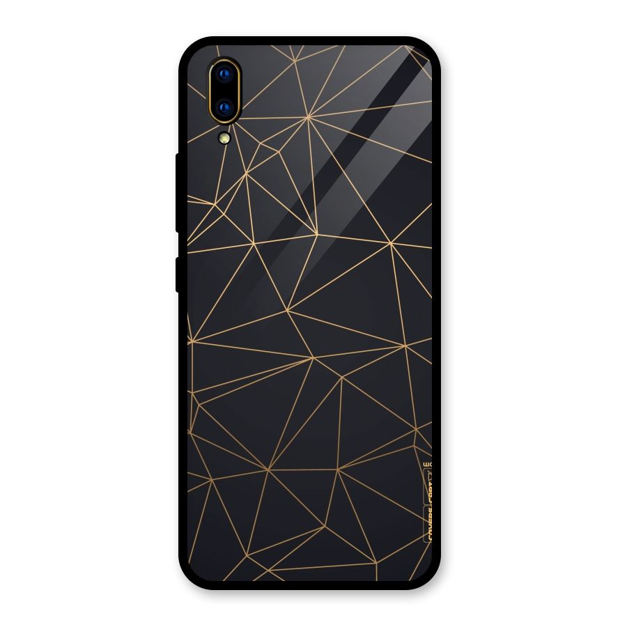 Black Golden Lines Glass Back Case for Vivo V11 Pro