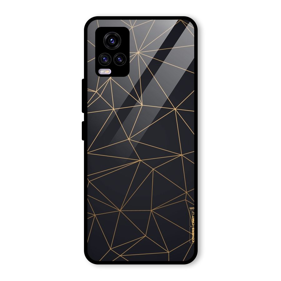 Black Golden Lines Glass Back Case for Vivo V20 2021