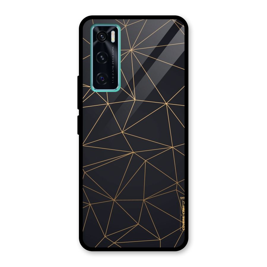 Black Golden Lines Glass Back Case for Vivo V20 SE