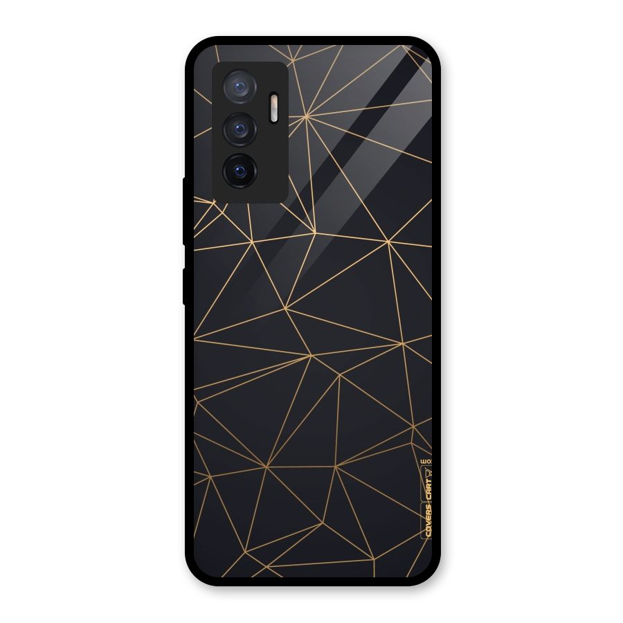 Black Golden Lines Glass Back Case for Vivo V23e