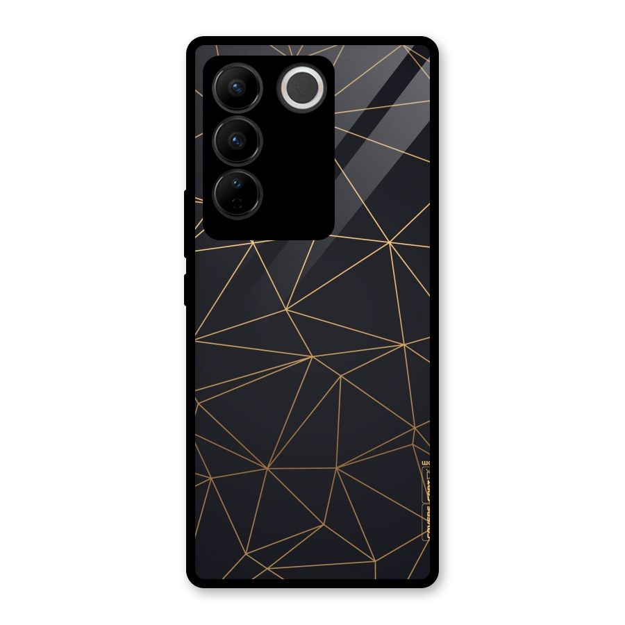 Black Golden Lines Glass Back Case for Vivo V27
