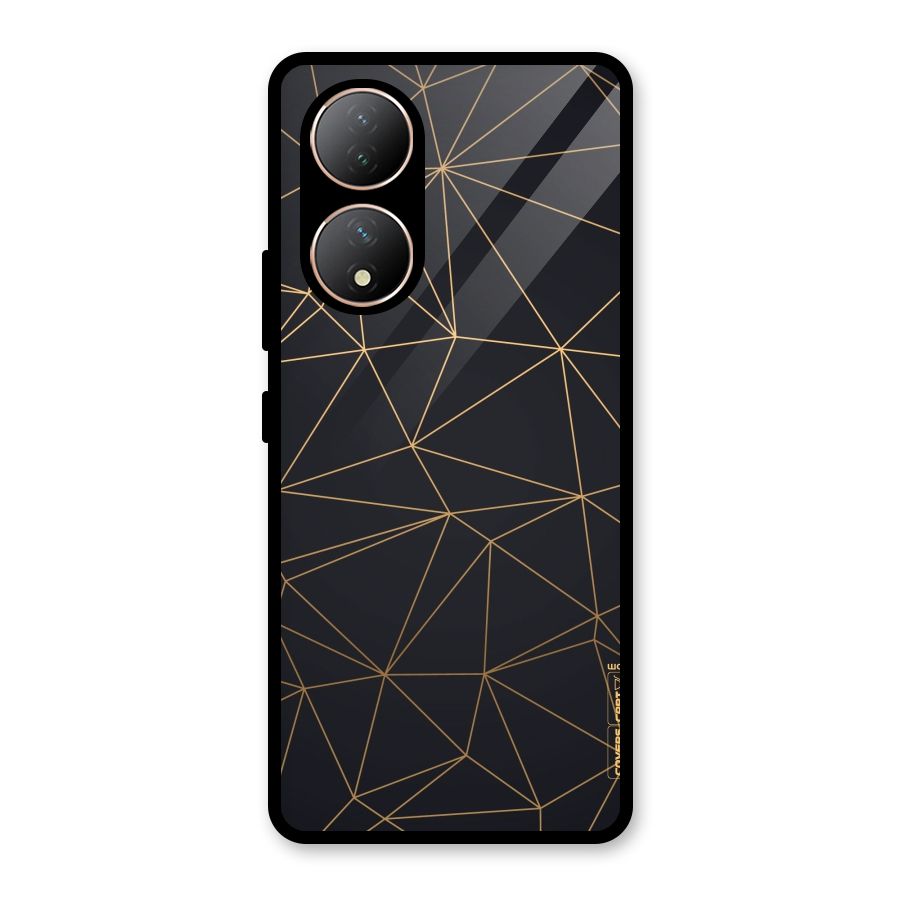 Black Golden Lines Glass Back Case for Vivo Y100A