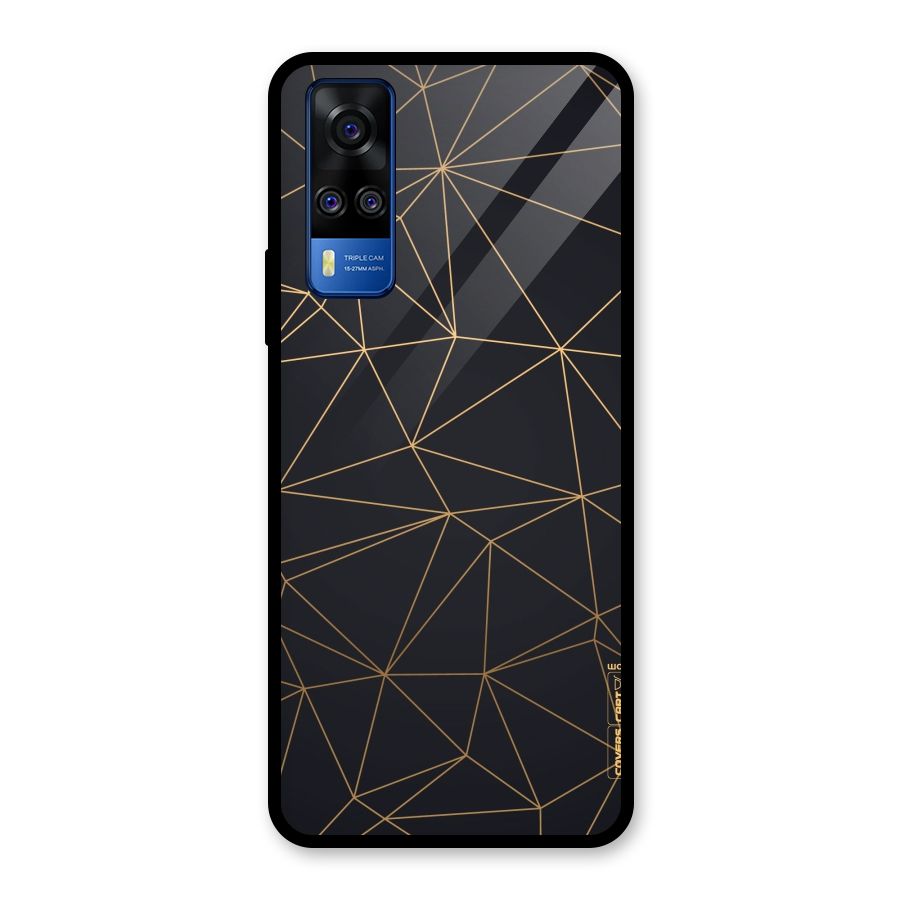 Black Golden Lines Glass Back Case for Vivo Y31