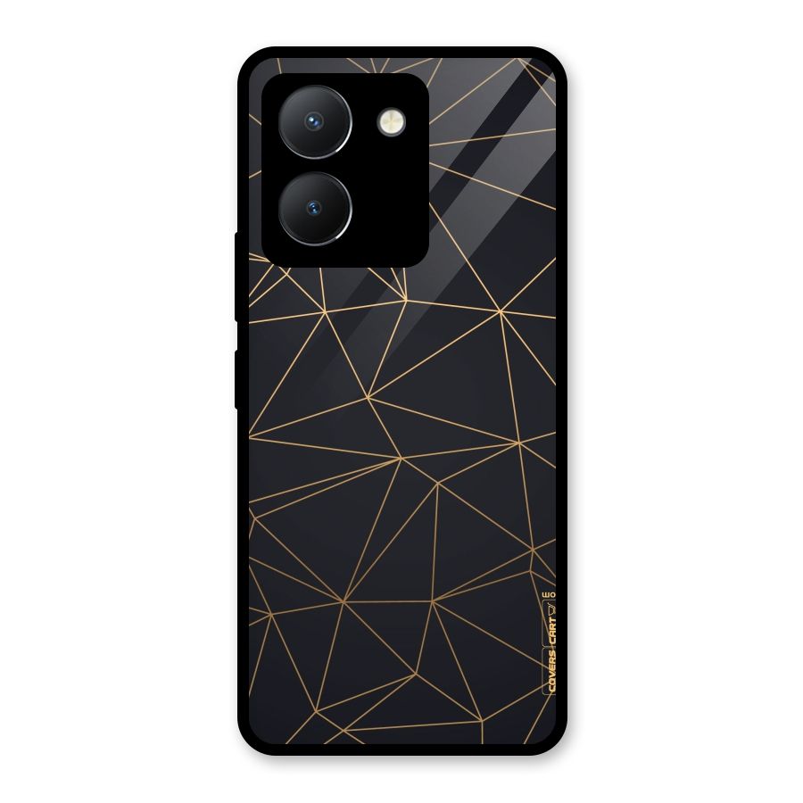 Black Golden Lines Glass Back Case for Vivo Y36