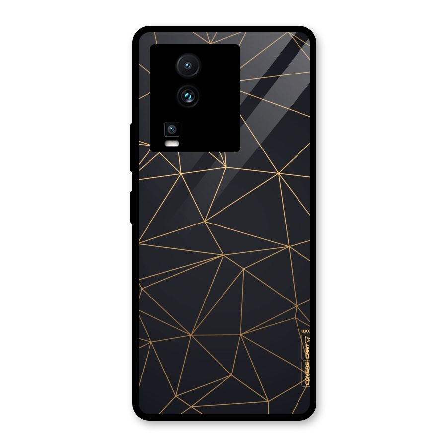 Black Golden Lines Glass Back Case for Vivo iQOO Neo 7