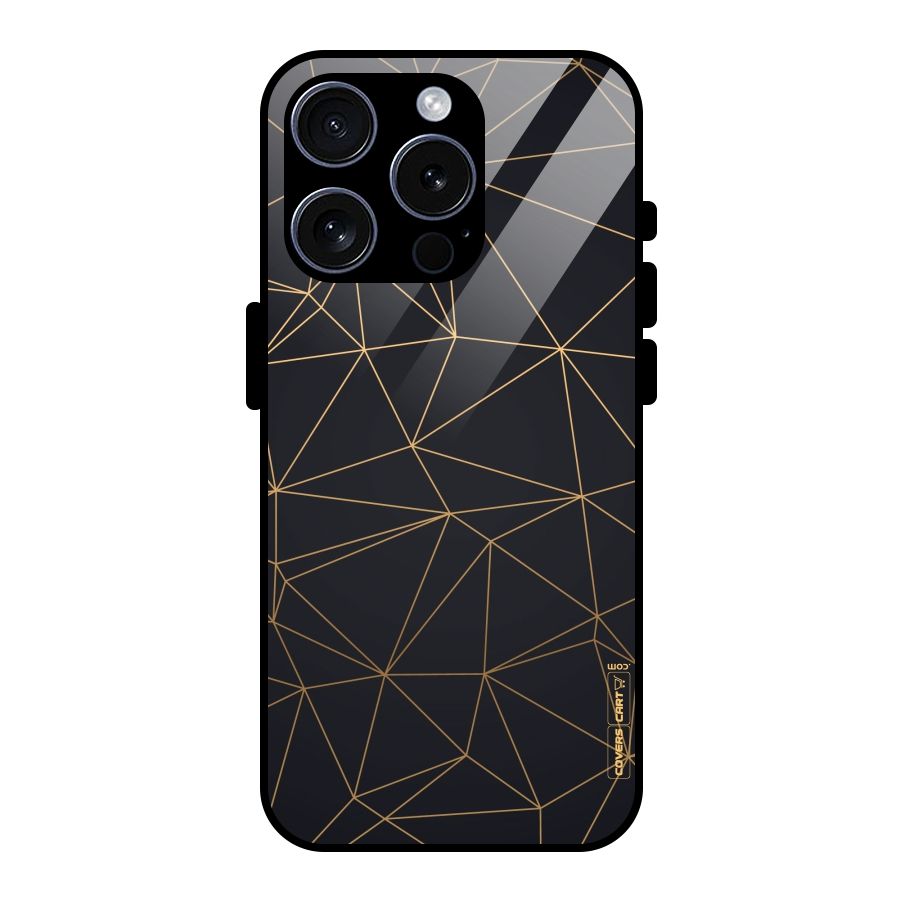 Black Golden Lines Glass Back Case for iPhone 15 Pro