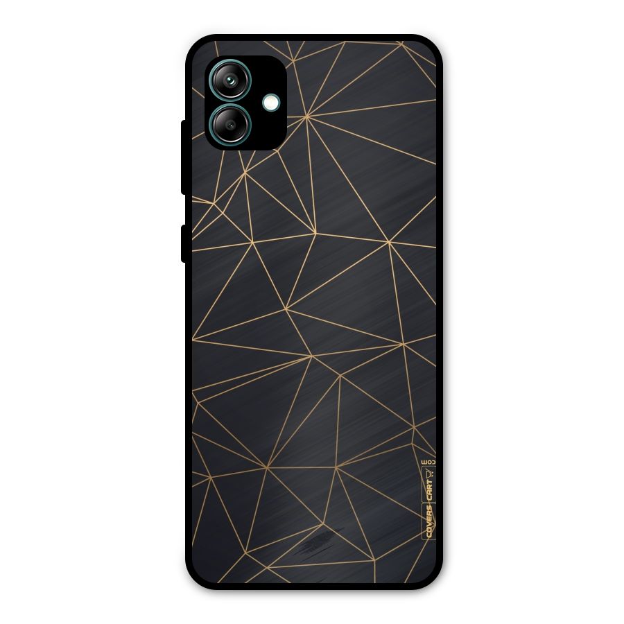 Black Golden Lines Metal Back Case for Galaxy A04