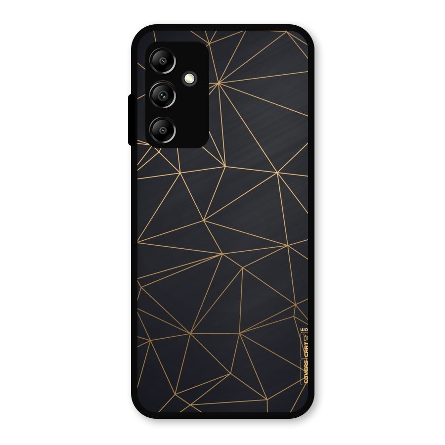 Black Golden Lines Metal Back Case for Galaxy A14 5G