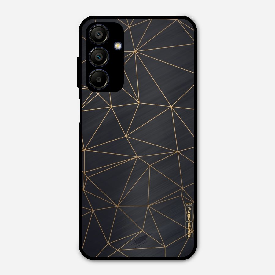 Black Golden Lines Metal Back Case for Galaxy A15 5G
