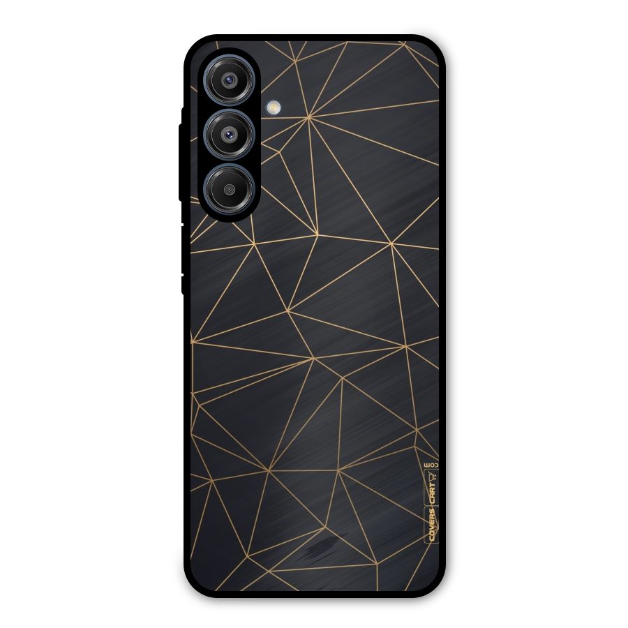 Black Golden Lines Metal Back Case for Galaxy A16 5G