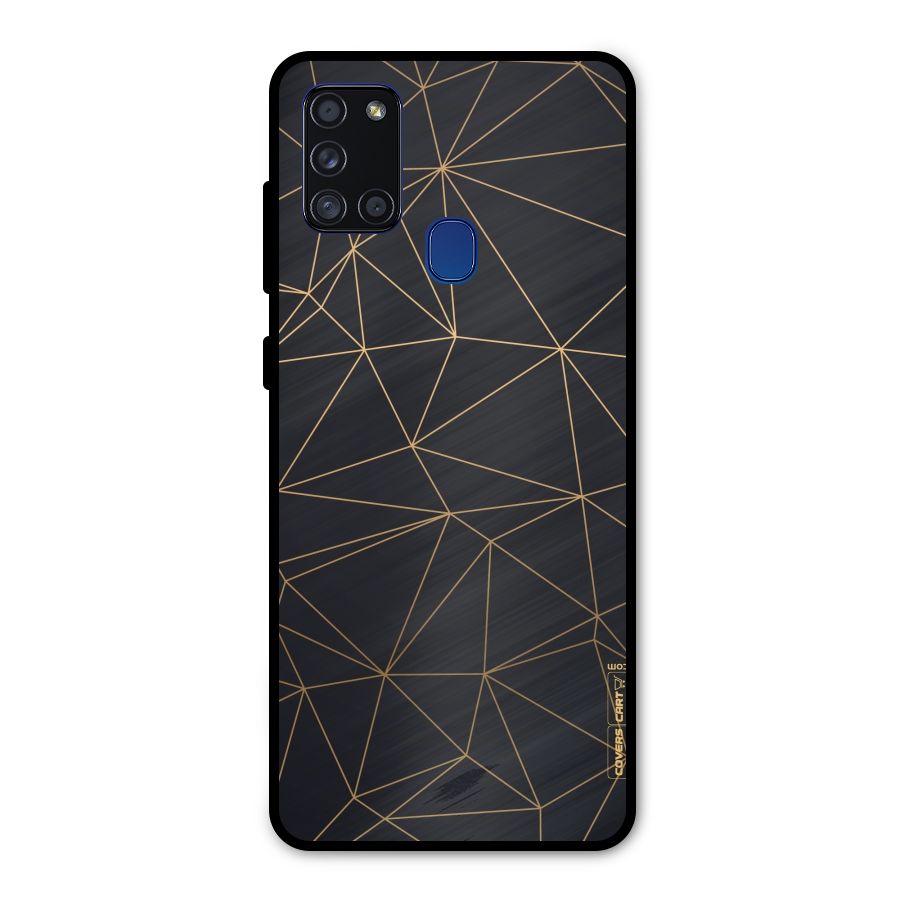 Black Golden Lines Metal Back Case for Galaxy A21s