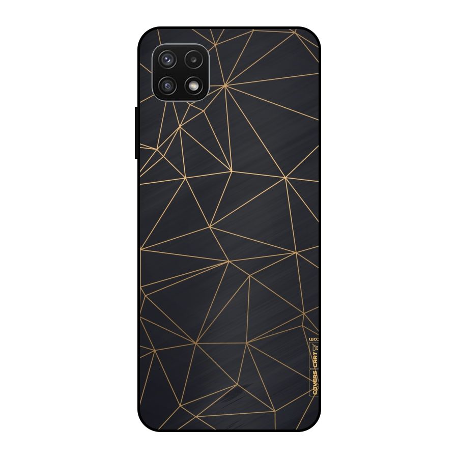 Black Golden Lines Metal Back Case for Galaxy A22 5G